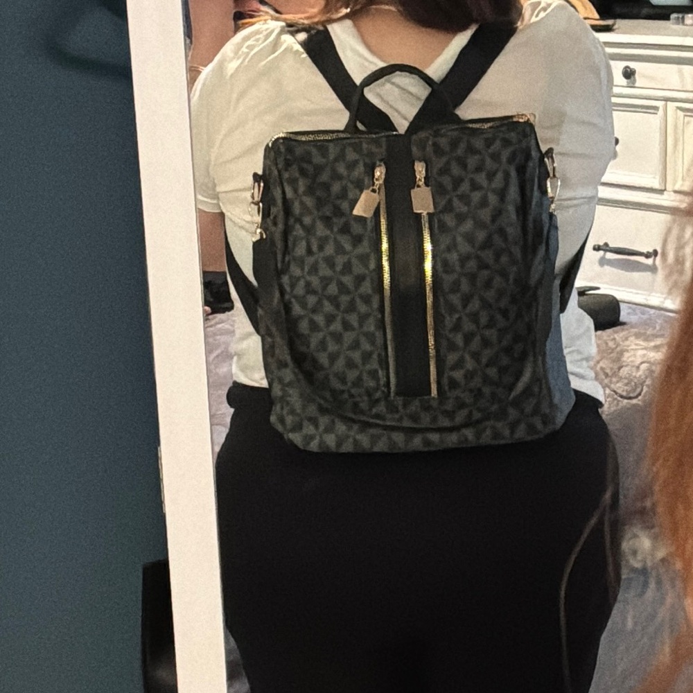 Stylish Black Geometric Backpack